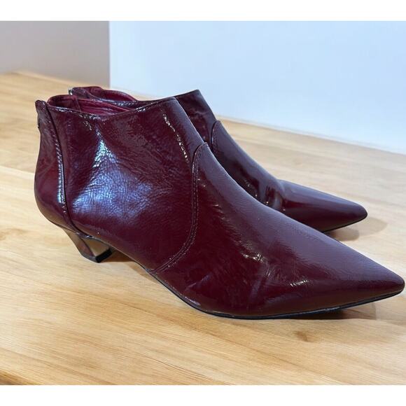 Nine West Burgundy Wine Patent Leather Booties Size 7.5 - Picture 2 of 7